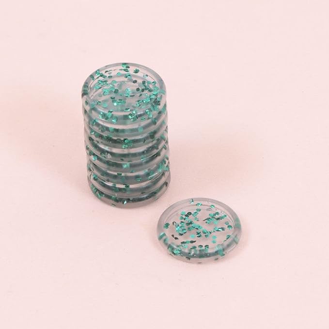 Craftelier - Plastic Glitter Disc S-Rings for Scrapbooking Binding for Planners, Agendas, Notebooks or Albums | Pack of 9 pcs. 25 mm Diameter - Turquoise Colour
