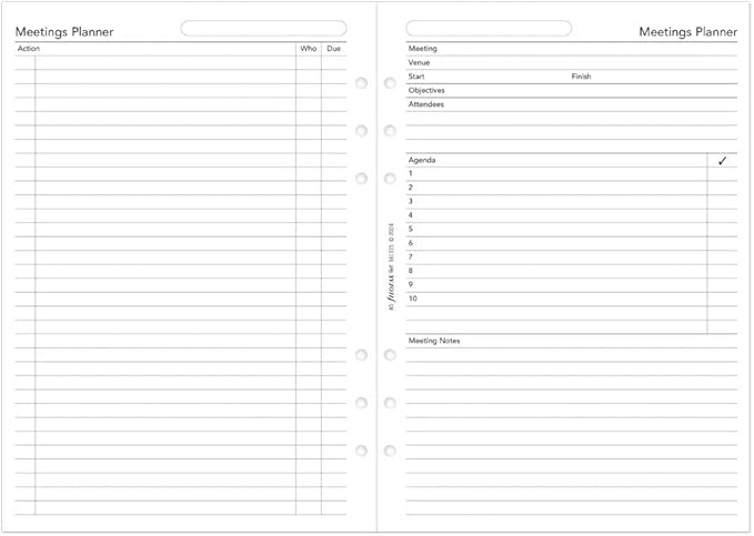 Filofax Calendar Diary Refill, A5 Size, One Day on One Page with Appointments, Business Diary, White Paper, English, 2026 (C68519-26)