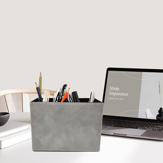Pen Pencil Holder Cup Container Leather Desk Organizer Stand Decor Brush Scissor Holder Decoration Office Desk Home School