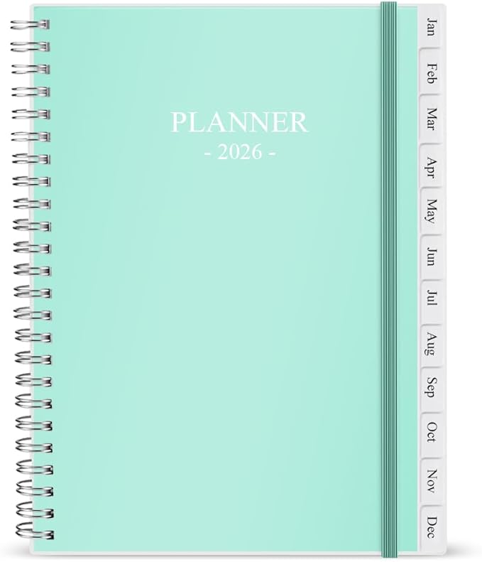 2026 Planner - Monthly Planner Runs January 2026 to December 2026, 6.25" x 8.25", 12 Monthly Tabs, 14 Notes Page, Inner Pocket, Flexible Cover with Twin-Wire Binding, Planners 2026, Teal