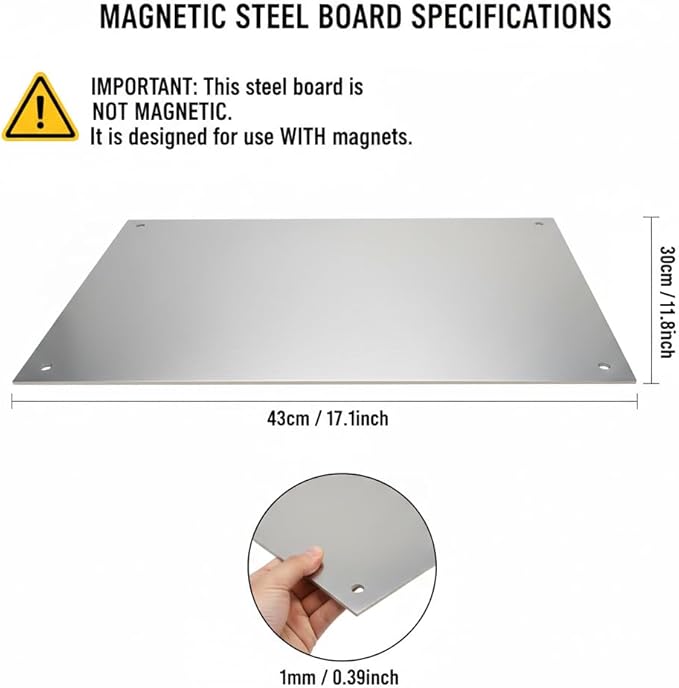 17.1" x 11.8" 4 Pack Alloy Steel Magnetic Board - Magnet Bulletin Board to Display Magnetic Letters Numbers Animal, Poetry, Spice Jars, Notes, Photos, Suitable for Wal (4)