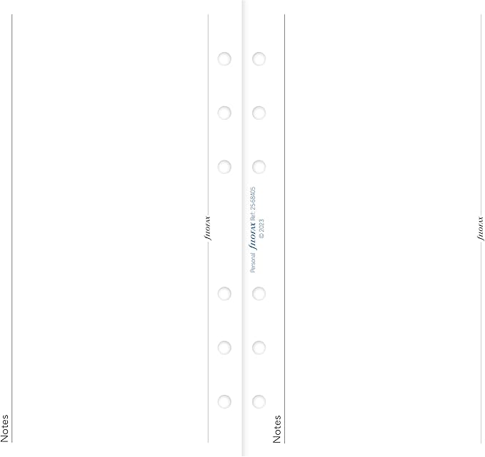 Filofax Calendar Diary Refill, Personal/Compact Size, Month on One Page with Notes, Horizontal, White Paper, English, 2025 (C68405-25)