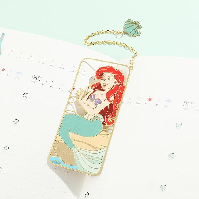 Cute Little Mermaid Anime Metal Book Mark -Metal Bookmarks Anime Fans Collection Accessories Reading Marker Gift for Book Lovers Women Girls Kids (Happy Mermaid)