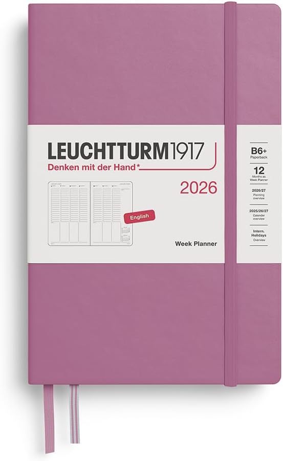 LEUCHTTURM1917 - Week Planner 2026, Hardcover, Paperback (B6+), Dusty Rose (Jan 1 - Dec 31, 2026)