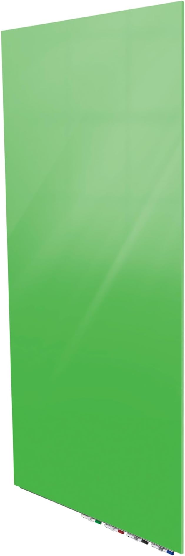 Aria 3'H x 2'W Magnetic Low Profile 1/4" Glass Whiteboard - Vertical Green - 4 Rare Earth Magnets, 4 Markers and Eraser