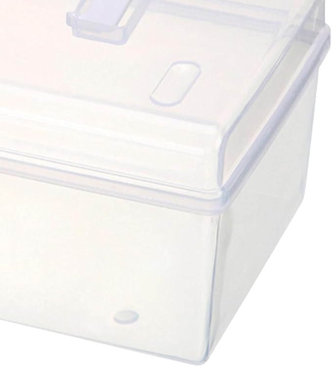 Transparent Storage Box Large Capacity Handheld Desktop Organizer Portable Multifunctional Storage Container with Handle for Home Office (L)