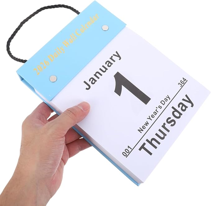 SEWACC Tear-off Daily Wall Calendar 2026 Large Print Vertical Hanging Planner Easy Read Day-to-day Organizer for Home Office School Study Room
