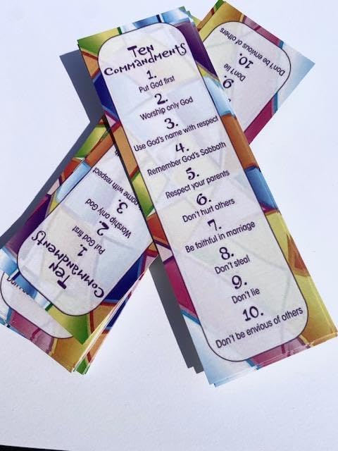 (25 Count) The Ten Commandments Bookmarks for Kids - Religious Bookmarks - Christian Gifts - Inspirational Church Supplies