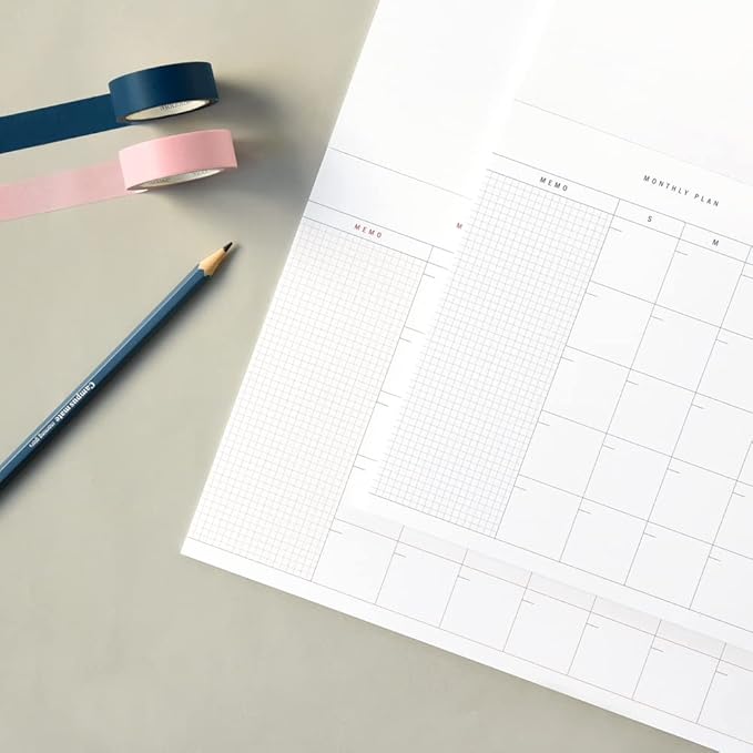 Monolike Basic B5 Monthly + Weekly Planner pad, A SET - Academic Planner, Weekly & Monthly Planner, To-do list, Note pad, Scheduler