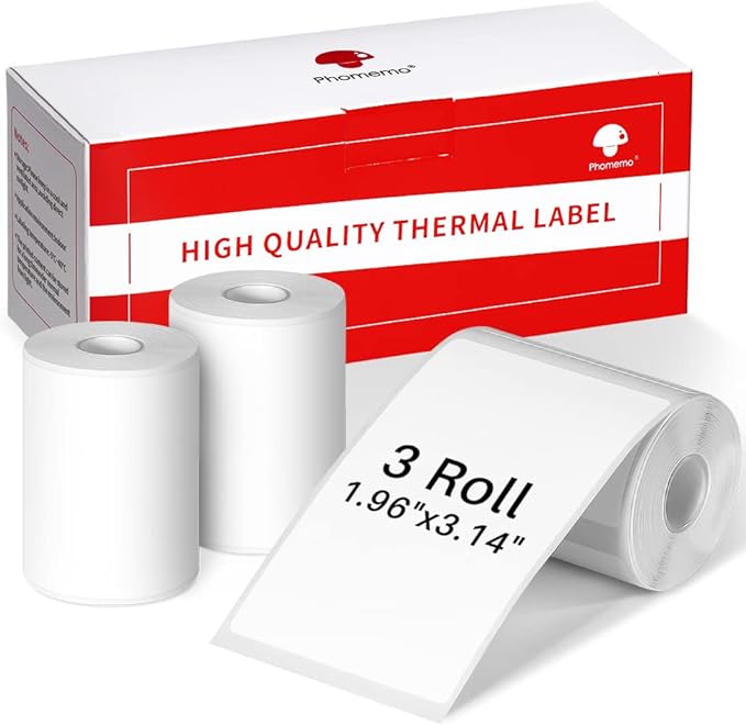 Phomemo M220 Label Maker, Bluetooth Thermal Label Printer, Barcode, Name, Address, Labeling, Mailing, Small Business and More with 1 Roll 1.57"x1.18" and 3 Rolls 1.96" x 3.14" Label Tapes