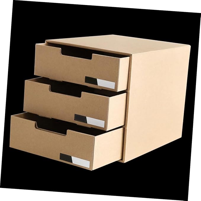 NUOBESTY Office Desk Organizers Kraft Paper Storage Bin Drawer Type Stationery Container Document Holder