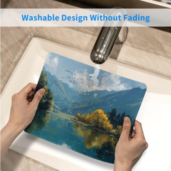 Voltique Mouse Pad Small Desk Mat, Scenery and Mountains Computer Mousepad with Stitched Edges Non-Slip, Keyboard Mouse Pad for Desktop Office Desk Accessories