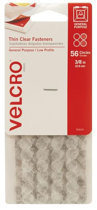VELCRO Brand - Thin Clear Fasteners | General Purpose/Low Profile | Perfect for Home & Sticky-Back Fasteners, Removable Adhesive, 0.88" X 0.88", White, 12/Pack