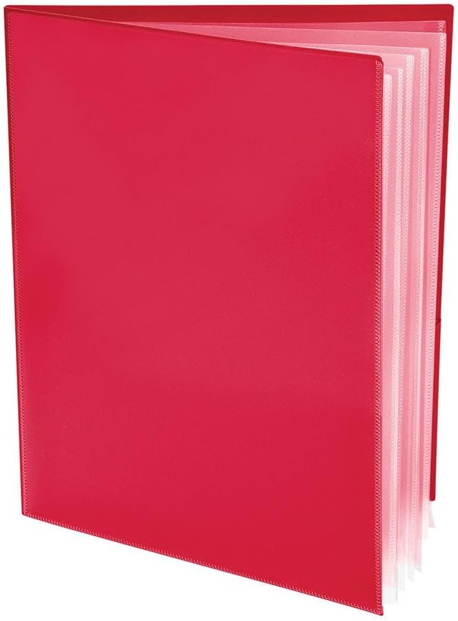 Ultra PRO - 50 Pack Red Heavy Duty 2-Pocket Folders with 6 Clear Internal Pages, Waterproof Poly Project Organizer for School and Office, Fits 8.5 x 11 Letter Size, Customizable Clear Covers