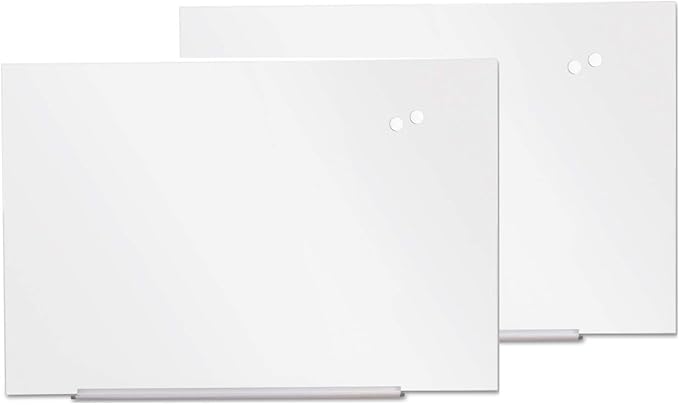 Frameless Magnetic Glass Marker Board, 72" x 48", White / 2 Boards