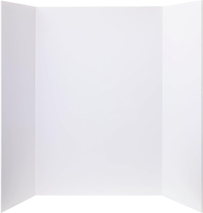 White 36" x 48" Foam Tri-Fold Display Board, 12 Pack