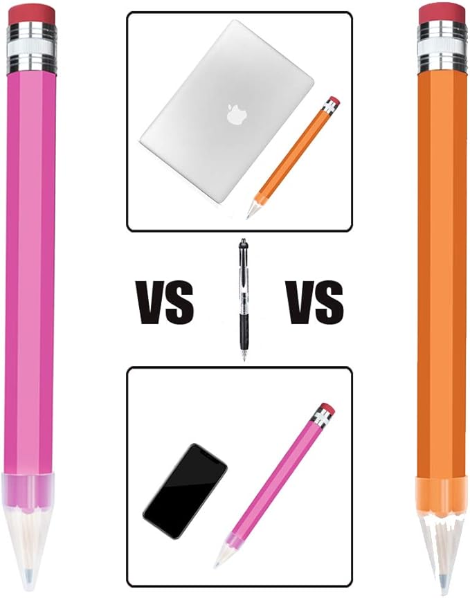 BUSHIBU Wooden Jumbo Pencils for Prop/Gifts/Decor - 14 Inch Funny Big Novelty Pencil with Cap(Orange Red) for Schools and Homes