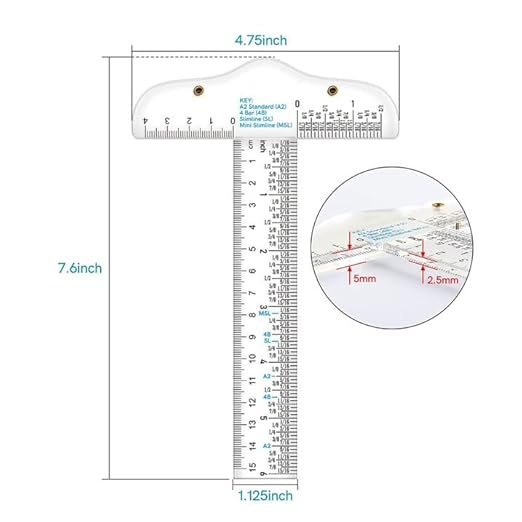 Clear Acrylic T-Square Ruler, Drafting T Square, Drafting Tools, T Ruler Transparent Crafting and Drafting Graduated Inch Metric Measuring Scale Rule Drafting Tools and Kits