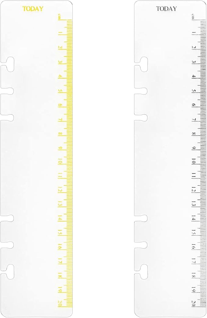 2 Pack A5 6 Holes Page Marker Ruler Plastic Binder Ruler Divider Ruler for Journal Magazine Notebook (GRuler, A5)