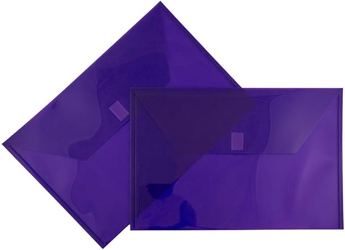 JAM PAPER Plastic Envelopes with Hook & Loop Closure - Legal Booklet - 9 3/4 x 14 1/2 - Purple - 12/Pack