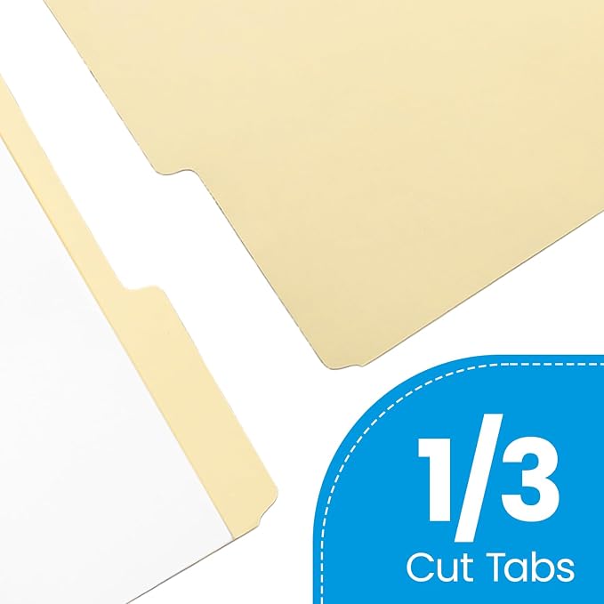 Pendaflex Manila Legal Size File Folders - 1/3-Cut Tabs in Left, Center, Right Positions for Easy Labeling - Ideal for Home & Filing Cabinets, 100 Folders (Pack of 1)