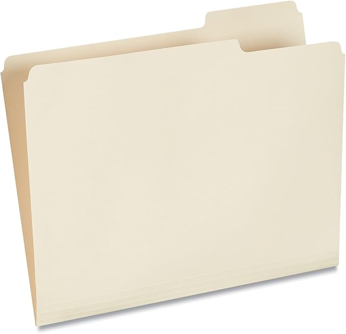 Universal File Folders, 1/3 Cut Third Position, One-Ply Top Tab, Letter, Manila, 100/Box