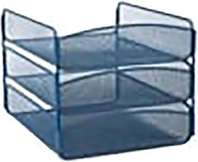 Scranton & Co 3-Tray Steel Mesh Desk Organizer, Blue Powder Coat Finish, 8" H x 9.25" W x 11.75" D, Letter-Size Paper Holder, Durable Office Supply Organizer for File Storage
