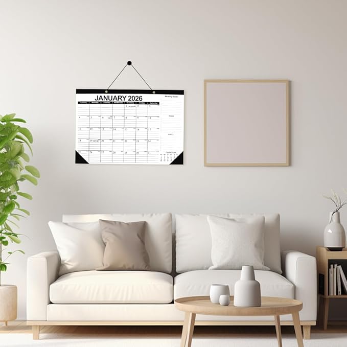 Desk Calendar 2026, Wall Desktop Calendars 2026-2027, 18 Month from Jan 2026 - Jun 2027 Large Desk Calendar 17x12 IN, Black Calendars Months Planner Organizer for Home Office Teacher School Supplies