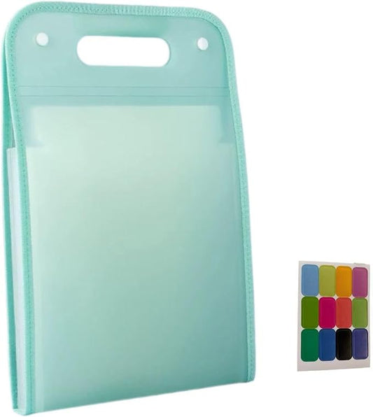 Translucent Vertical Accordion File Folder,13 Pockets Expanding File Organize with Labels,A4 Letter Size Document Receipt Organizer Accordion Filing Folder for School, Home,Office.(Green)