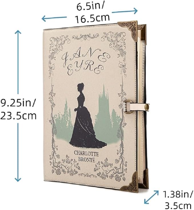 A5 Binder 6-Ring Refillable Vegan Leather Notebook Organizer, Vintage Writing Journal-80 Pages - for Drawing Sketching and Writing, Book Lovers Gifts (Jane Eyre)