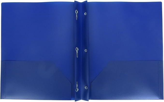 Plastic Folder with Prongs 2 Pocket - (Blue)