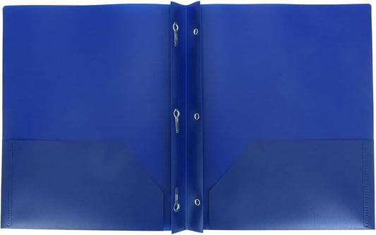 Plastic Folder with Prongs 2 Pocket - (Blue)