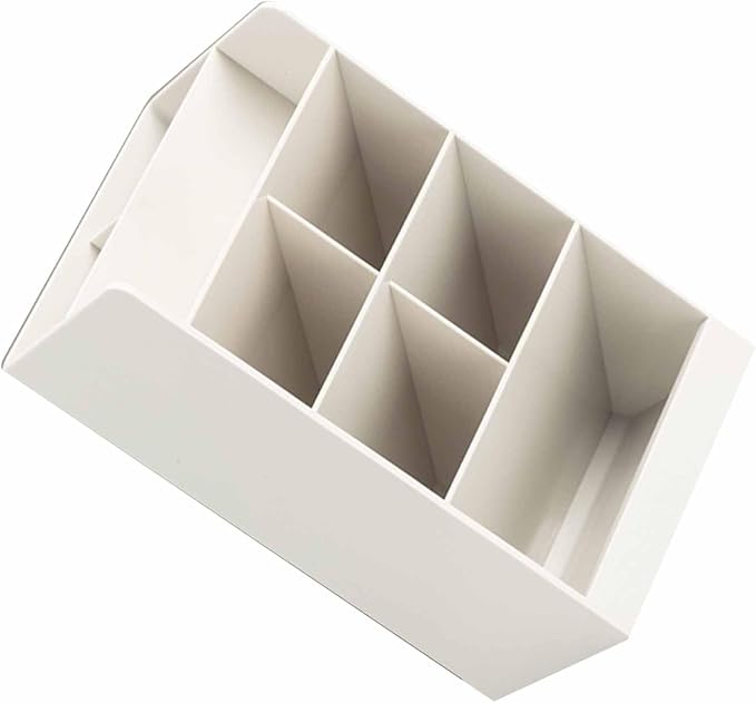 Tissting Desk Organizer, Space-Saving Slanted Design Pen Holder, Pen Holder with 7 Compartments, Pencil and Marker Storage Stand for School Office, Organizer for Office, School Supplies (White)