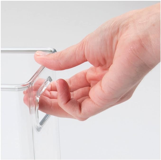 mDesign Plastic Office Storage Bin with Handles - 10" Long Office & Classroom Supply Organizer - Deep Plastic Container for Organizing Desk - Stationery & Pencil Bin, Linus Collection, Clear