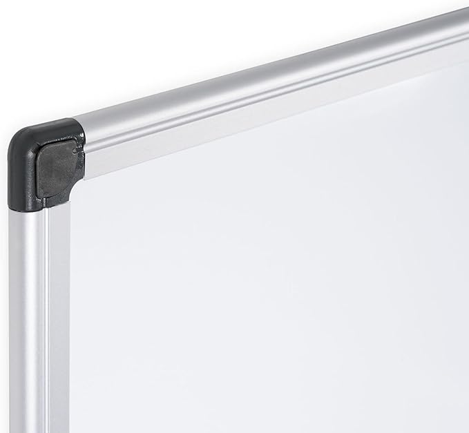 MasterVision Maya Series Magnetic Dry Erase Board, Lacquered Steel Whiteboard, Snap-On Marker Tray, Wall Mounting Kit, 48" x 72", Aluminum Frame