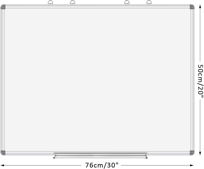 EAONE Magnetic Dry Erase Board for Wall 30” x 20”, Double Sided White Board, Silver Aluminum Frame Whiteboard Kit for Office Home School, with 1 Dry Eraser & 4 Magnetic Pins & 5 Multicolor Markers