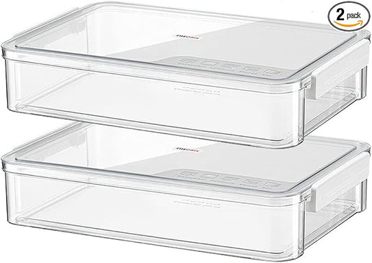 2 Pack Document Storage Clear Plastic Storage Boxes with Lids Stackable Storage Bins Paper Storage Box Containers for Organizing A4 File Paper, Document, Photo, Scrapbook