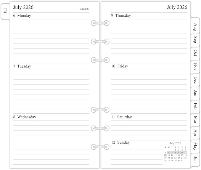 newestor 2026-2027 Weekly & Monthly Planner Refill, 3-3/4" x 6-3/4", Jul 2026 - Jun 2027, Personal/Compact/Size 3