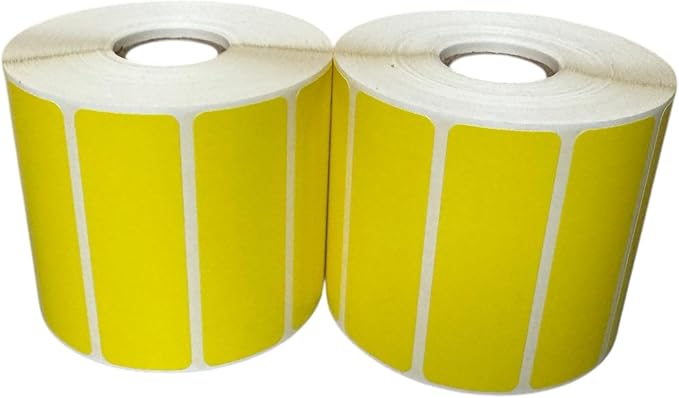Labels and More Yellow 3x1 Inch Direct Thermal Labels 1" Core Self Adhesive No Ribbon Required 6 Rolls 7800 Total Labels Compatible with Desktop Zebra Printers