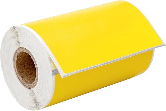 HOUSELABELS 4" x 3" Yellow Shipping Labels on 0.75" Core Compatible with Zebra and Rollo Printers, 20 Rolls / 200 Labels per Roll
