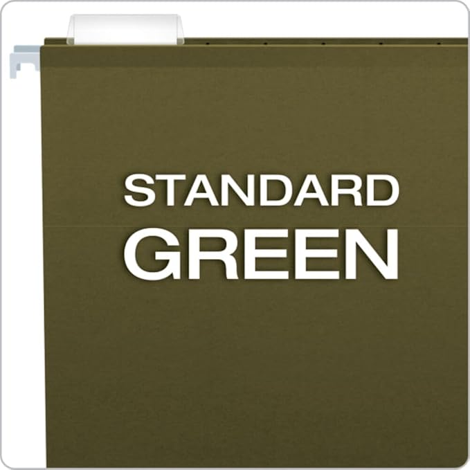Pendaflex Hanging File Folders, 25 Pack, Green, 2" Expansion, Letter Size (8.5" x 11"), Reinforced, 5 Tab Positions, Durable Hanging Files for Office and Document Organization