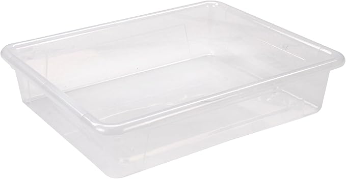 Storex Flat Storage Tray, Letter Size, 10 x 13 x 3 Inches, Unbreakable Clear, 5-Pack