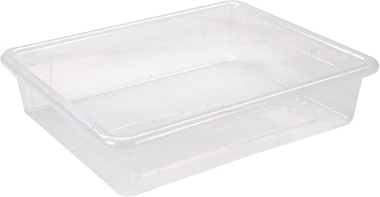 Storex Flat Storage Tray, Letter Size, 10 x 13 x 3 Inches, Unbreakable Clear, 5-Pack