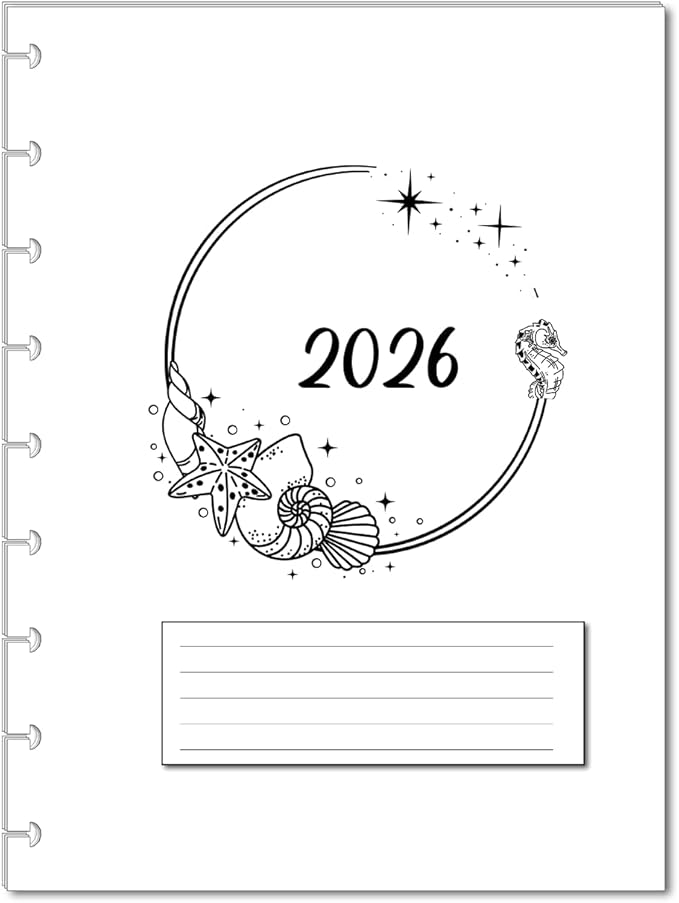 2026 Monthly Planner Calendar Refills for 7,8,9,11 Disc Mini, Classic, Skinny, Junior, Big size Discbound, Happy Planners, Loose-Leaf Inserts, 12 Month (9 Disc Classic, Ocean)