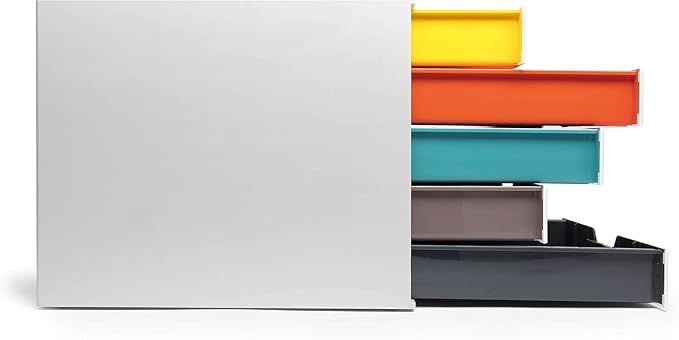 Durable Varicolor 5 Drawer Unit - White Desktop Drawer Set with 5 Color Coded Draws - Letter to Folio Size Files - Perfect for Storing Documents and Paper Work