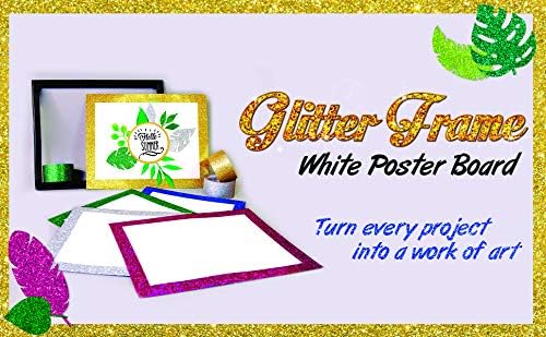 BAZIC Products 11in x 14in White Poster Board with Glitter Frame, 5 Count, for School Projects Displays, 3 Pack