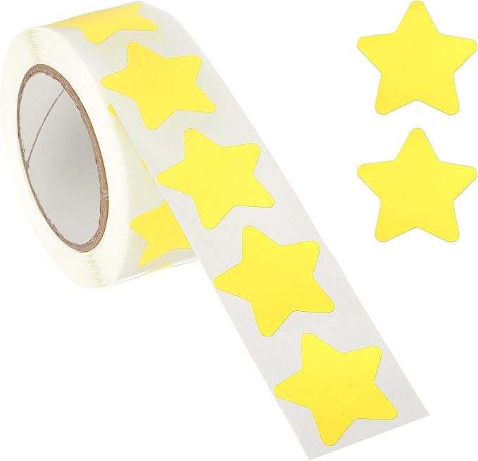 PATIKIL Star Stickers Roll 1", 500 Pcs Self-Adhesive Reward Stickers for Classroom Teacher Supplies and DIY Craft, Yellow
