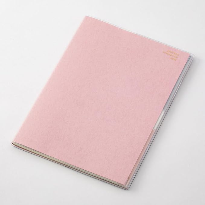 Midori Double Schedule Notebook, 2026, B6, Monthly Limited Edition, Bookmark Included, Progress, Light Pink 22383006 (Starts in October 2025)