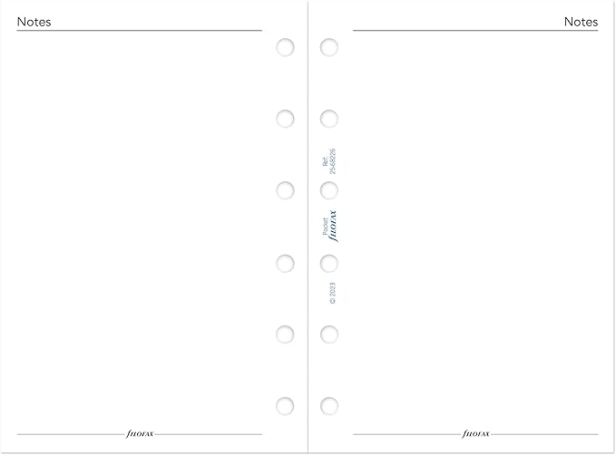 Filofax Calendar Diary Refill, Pocket Size, Week on One Page, White Paper, Unruled, English, 2025 (C68226-25)