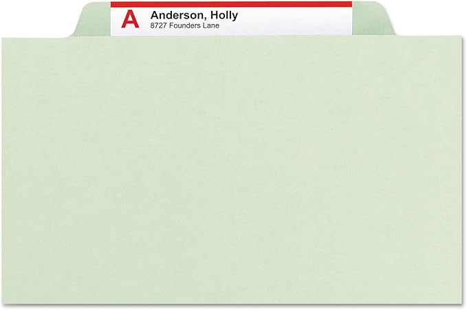 Smead Pressboard Classification File Folder with SafeSHIELD Fasteners, 1 Divider, 2" Expansion, Letter Size, Gray/Green, 10 per Box (13776)